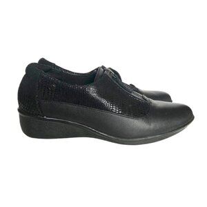 Revere Tangier Zip Loafer Shoe US 8 Black French Black Lizard Leather